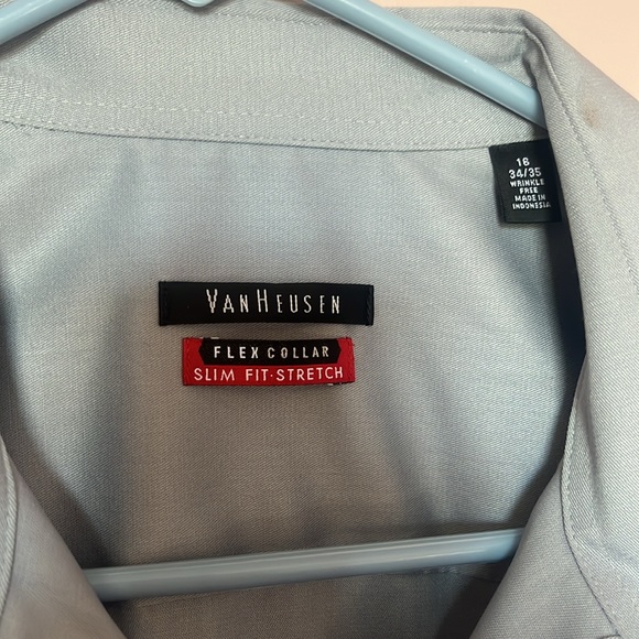 Van Heusen grey flex collar slim fit stretch large NWT - Picture 2 of 4